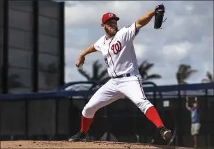  ?? Photo by Tom L. Sandys / The Washington Post ?? Nationals righty Stephen Strasburg will start Opening Day for a squad looking to win the NL East title for the fourth time in the last six seasons. The Nats have not won a playoff series.