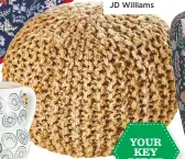  ??  ?? Jute knitted pouffe, £69, JD Williams