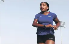  ?? Pawan Singh / The National ?? Deja Young, an American Paralympic athlete, training at Nad Al Sheba Sports Complex in Dubai