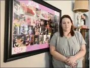  ?? NICK CAMMETT — THE ASSOCIATED PRESS ?? Jessica Day-Weaver poses next to a picture collage made for her daughter, Anastasia, at her home in Boardman, Ohio, on Thursday.