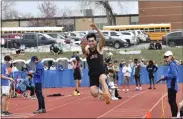  ?? ALISSA NOE — BOCOPREPS.COM ?? Erie’s Marco Martinez competes in the long jump at Saturday’s Broomfield Shootout.