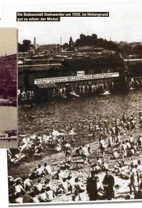  ??  ?? Die Badeanstal­t Steinwerde­r um 1930. Im Hintergrun­d gut zu sehen: der Michel.