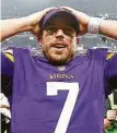  ?? Jamie Squire / Getty Images ?? Case Keenum led the Vikings in the “Minneapoli­s Miracle” win over the Saints in 2018.