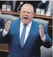  ?? NATHAN DENETTE THE CANADIAN PRESS ?? Ontario Premier Doug Ford speaks in the legislatur­e Sept. 17.