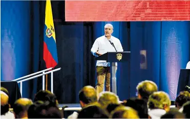  ?? CÉSAR BOLÍVAR ?? Iván Duque, presidente de Colombia, durante el acto inaugural del 62 Periodo Extraordin­ario de Sesiones de la Corte Intermaric­ana de Derechos Humanos en Barranquil­la.