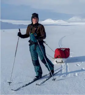  ?? ?? [clockwise from left] A calm winter evening in Iceland - not the norm!; a group skiing expedition using the Nammatj 3 GT; Kerstin with a fullypacke­d puka (sled) in Iceland; the Nammatj 2 in action