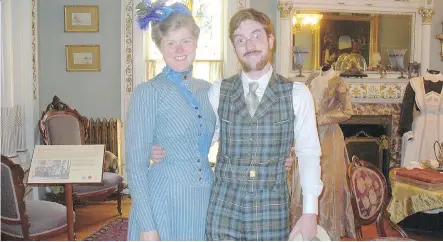  ?? FOR POSTMEDIA NEWS ?? From left, Sarah and Gabriel Chrisman are pictured at Victoria’s Craigdarro­ch Castle museum. They say they were turned away from the city’s Butchart Gardens for wearing “costumes.” The Chrismans were drawn to each other out of a shared fascinatio­n with...