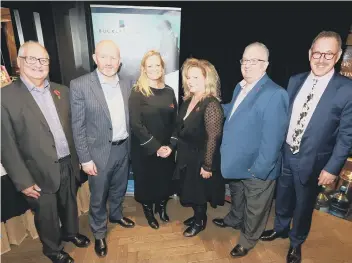  ??  ?? From left, Stanley Harris, Duncan Jackson, Lyn Brisley, Colleen Gostick, John Segal and Ashley Lacome-Shaw at the event