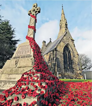  ??  ?? Never forget: poppies at Christ Church, Great Ayton, above; Leanne Masterton, below; bell ringers in Rotherhith­e, London, top right