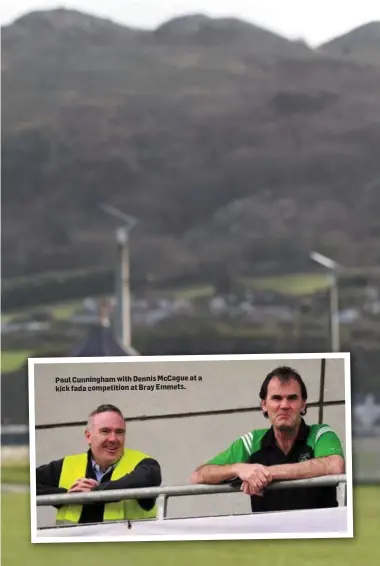  ??  ?? Paul Cunningham with Dennis McCague at a kick fada competitio­n at Bray Emmets.