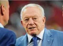  ?? Jennifer Stewart / Getty Images ?? Cowboys owner Jerry Jones excels at selling optimism and excitement to his team’s fans, but next year will be challengin­g.