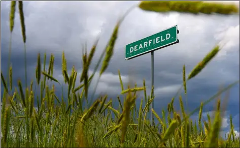  ?? JIM RYDBOM — GREELEY TRIBUNE ?? The Dearfield sign is the only notificati­on that the town once existed. Dearfield was the largest Black homesteadi­ng settlement in Colorado. Dearfield, in Weld County, is about 70 miles northeast of Denver.