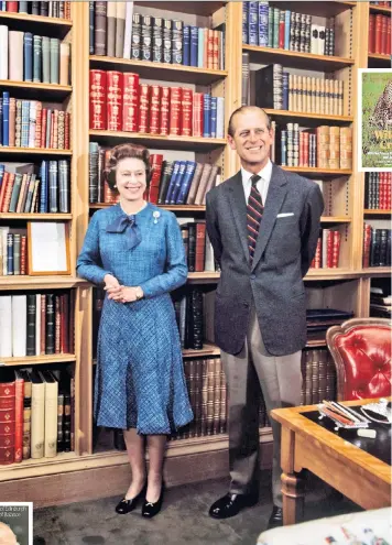  ??  ?? Speaking volumes: the Duke of Edinburgh and the Queen at Balmoral in 1976, above. Insets, books the Duke wrote