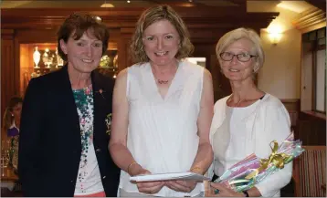  ??  ?? Courtown lady Captain Eileen Cullen, winner Eileen Moriarty, and sponsor Ingrid Ashmore-Butler of Middletown House Nursing Home and Retirement Village.