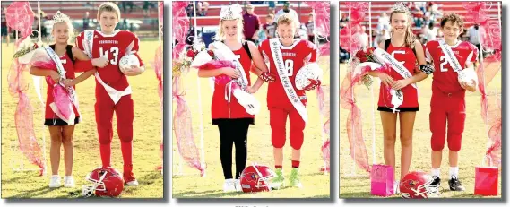  ?? Courtesy photos ?? Fourth Grade The Farmington pee wee football program had their Homecoming Oct. 15 for fourth, fifth and sixth grades. Honored for fourth grade were queen Sydney Selph and king Colby Grogan.
Fifth Grade Honored for fifth grade were queen, Marie...