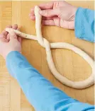  ??  ?? 2. Shape the 30-inch-long rope into a letter “U”, then cross the ends over one another twice.
