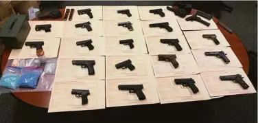  ?? SFPD, ATF ?? Law enforcemen­t officials seized narcotics, illegal weapons and high-capacity magazines in the raid.