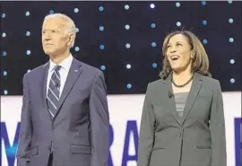  ?? Brian Cahn Zuma Press ?? KAMALA HARRIS’ campaign got a big boost when she scolded Joe Biden over racial issues. Other candidates saw little lasting effect from going negative.