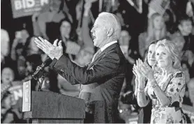  ?? JIM WATSON/GETTY-AFP ?? The campaign of Joe Biden, the presumptiv­e Democratic presidenti­al nominee, has denied the allegation­s. Above, Biden with daughter Ashley, center, and wife, Jill, in South Carolina.