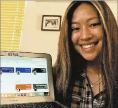  ?? BEHLYE LAFERRIERE photo ?? Maui High senior Behlye Laferriere had her first day of distance learning at home in Kahului on Monday.