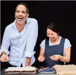  ??  ?? Yotam and Helen and their book, Sweet by Yotam Ottolenghi and Helen Goh is published by Ebury Press. Right, chocolate, banana and pecan cookies.