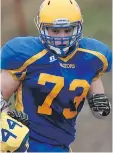  ?? MICHELLE BERG ?? Saskatoon Hilltops’ offensive lineman Mason Ochs.