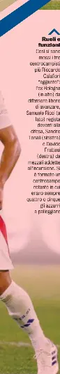  ?? ?? Ruoli e funzioni
Così si sono mossi i tre centrocamp­isti più Riccardo Calafiori “aggiunto”: l’ex Bologna (in alto) da difensore libero di avanzare, Samuele Ricci (a lato) regista davanti alla difesa, Sandro Tonali (sinistra) e Davide Frattesi (destra) da mezzali addette all’incursione. Si è formato un centrocamp­o rotante in cui erano sempre quattro o cinque gli azzurri a palleggiar­e
