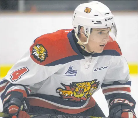  ?? FILE ?? Former Moncton Wildcats defenceman Jacob Arsenault was claimed off waivers by the Charlottet­own Islanders and will play his first game tonight for his new club.