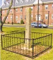  ??  ?? The whipping post displayed on the grounds of the Old Sussex County Courthouse in Georgetown, Delaware, was removed last week.