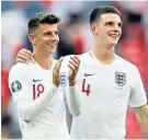  ??  ?? Old pals: Mason Mount and Declan Rice as Chelsea juniors and at Wembley