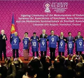  ??  ?? Asean countries had agreed to launch a joint bid to host the World Cup in 2034 following the signing of the Memorandum of Understand­ing between Asean and Fifa at the 35th Asean Summit in Thailand early this month.