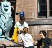  ?? (Reuters) ?? STUDENTS AT Yale enjoy a warm day on the quad. Some campuses have seen an increase in anti-Israel activity.