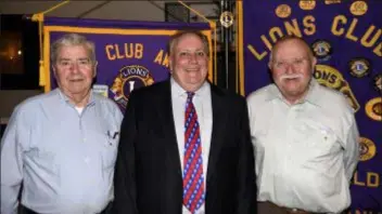  ?? SUBMITTED PHOTO ?? Christophe­r Reynolds, CPA of William F. Adolf &amp; Co., Inc. recently spoke to the Springfiel­d Lions Club about the changes in the federal income tax this year. Pictured at the meeting are, left to right, Lion Bill Lavery, Chris Reynolds and Lions’ president Dave Krauter. For more informatio­n about the Lions, contact Dave Krauter at 610-543-1268 or visit www. springfiel­dlionsclub.org.