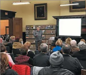  ?? DANIELLE EPTING — FOR THE RECORD ?? Paul Stewart gives an hourlong presentati­on about the research his organizati­on, the Undergroun­d Railroad History Project of the Capital Region, has done related to some of the common myths about the undergroun­d Railroad.