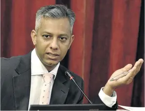  ?? / TREVOR SAMSON ?? Suspended Eskom chief financial officer Anoj Singh was supposed to testify before a parliament­ary committee yesterday.