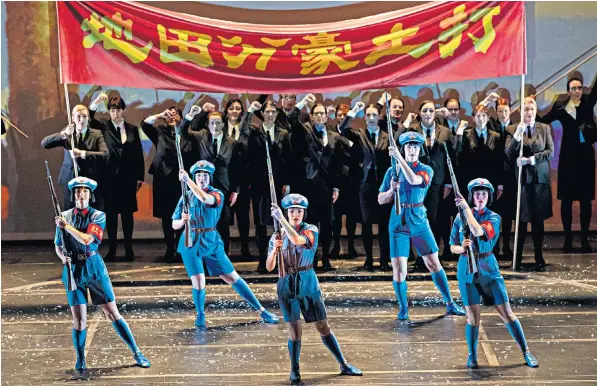  ??  ?? Scottish Opera’s production of Nixon in China , below, has had sell-out performanc­es and critical acclaim