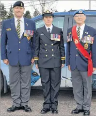  ?? DESIREE ANSTEY/ JOURNAL PIONEER ?? Kensington Mike Hopping, a retired Warrant Officer, navy Lt. Michelle Hopping, one of the organizers of the campaign, and Col. Denny Hopping, now retired.