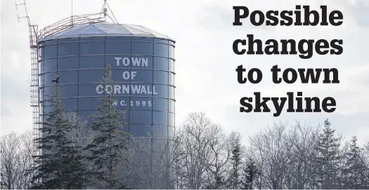  ?? DANIEL BROWN • LOCAL JOURNALISM INITIATIVE REPORTER ?? The town of Cornwall's existing water tower is located along Main Street near the business park.