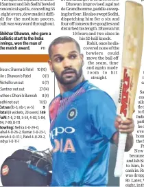  ?? PTI ?? Shikhar Dhawan, who gave a ballistic start to the India innings, won the man of the match award.