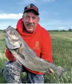  ??  ?? Bristol angler Tony Irwin fished the upper Bristol Channel and landed this 7lb 12oz bass, which was 73cm long, on a three-hook clipped rig with size 2 hooks baited with lugworm.