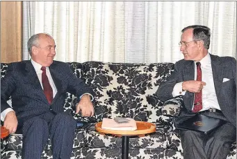  ??  ?? Mikhail Gorbachev and George Bush during that crucial 1989 meeting