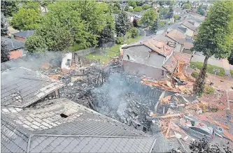  ?? WATERLOO REGIONAL POLICE ?? An explosion Wednesday morning destroyed a house at 56 Sprucedale Cres. in Kitchener.