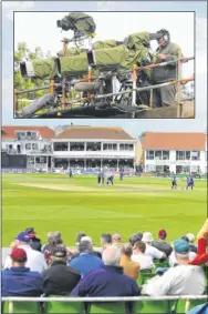  ?? Pictures: Tony Flashman ?? Roll, action, cut – Sky television cameras were at the game and Kent supporters
provided plenty of colour