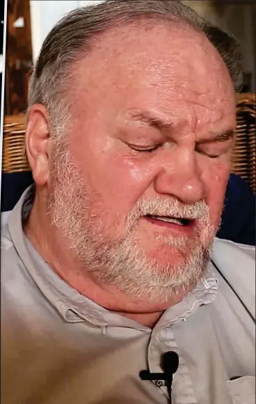  ??  ?? Opening his heart: Emotional Thomas Markle tells all in last night’s TV documentar­y