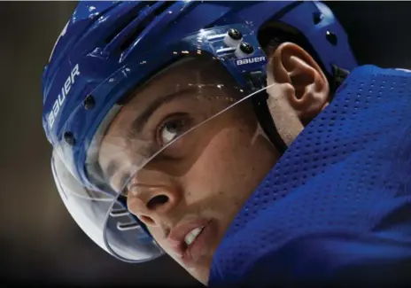  ?? MARK BLINCH/NHLI VIA GETTY IMAGES ?? Auston Matthews is slightly ahead of his pace of a year ago, with 19 goals and 33 points in 35 games. He had 18 and 31 after 35 games as a rookie.