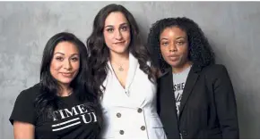  ?? — AFP ?? Calling for more action: (From left) Antolin, Raisman and Lopez posing together after attending the United State of Women Summit in Los Angeles, California.
