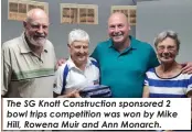  ?? ?? The SG Knott Constructi­on sponsored 2 bowl trips competitio­n was won by Mike Hill, Rowena Muir and Ann Monarch.