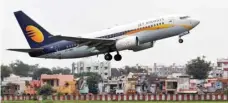  ?? — Reuters ?? A Jet Airways passenger aircraft takes off from the airport in the western Indian city of Ahmedabad, India.