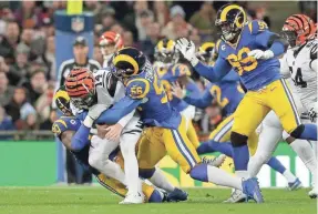  ?? TIM IRELAND/AP ?? The Rams, who moved back to Los Angeles from St. Louis in 2016, played the Bengals at Wembley Stadium in London on Oct. 27, 2019.