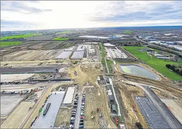  ??  ?? Work started on the 66-acre Sevington site in July, but heavy rain has delayed the build and it now won’t be fully ready for January 1